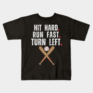 Baseball Player Hit Hard Run Fast Turn Left Funny VINTAGE Kids T-Shirt